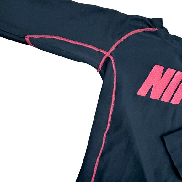 Nike Dri-Fit Kids Long Sleeve Athletic Shirt Sz 6 Black Red Sports Practice - Picture 5 of 8